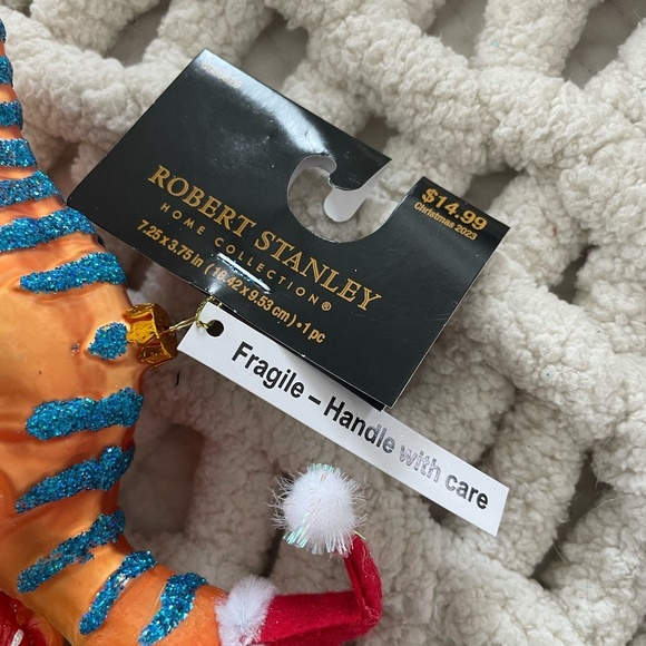 ROBERT STANLEY HOME COLLECTION SANTA HAT DINO GLASS ORNAMENT NWT - Picture 9 of 9